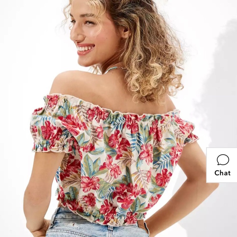 2/$20 AE Off-the shoulder puff sleeved top,Size S